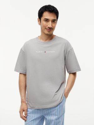grey th original logo relaxed lounge t-shirt for men tommy hilfiger