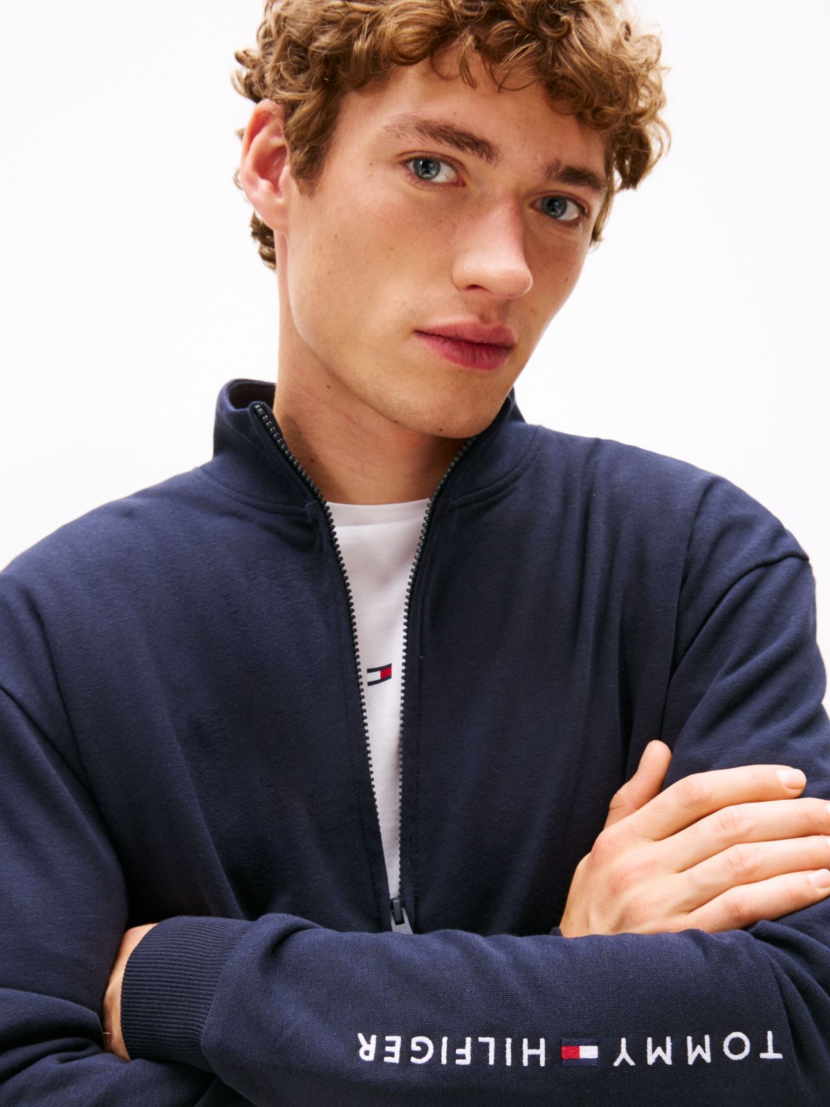 TH Original Logo Zip-Thru Lounge Sweatshirt — Blue