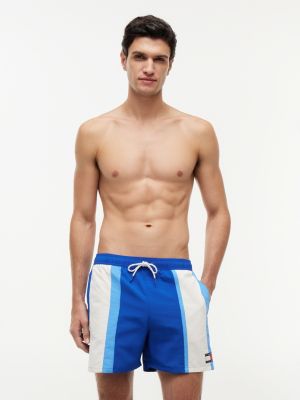 blue heritage colour-blocked mid length swim shorts for men tommy hilfiger