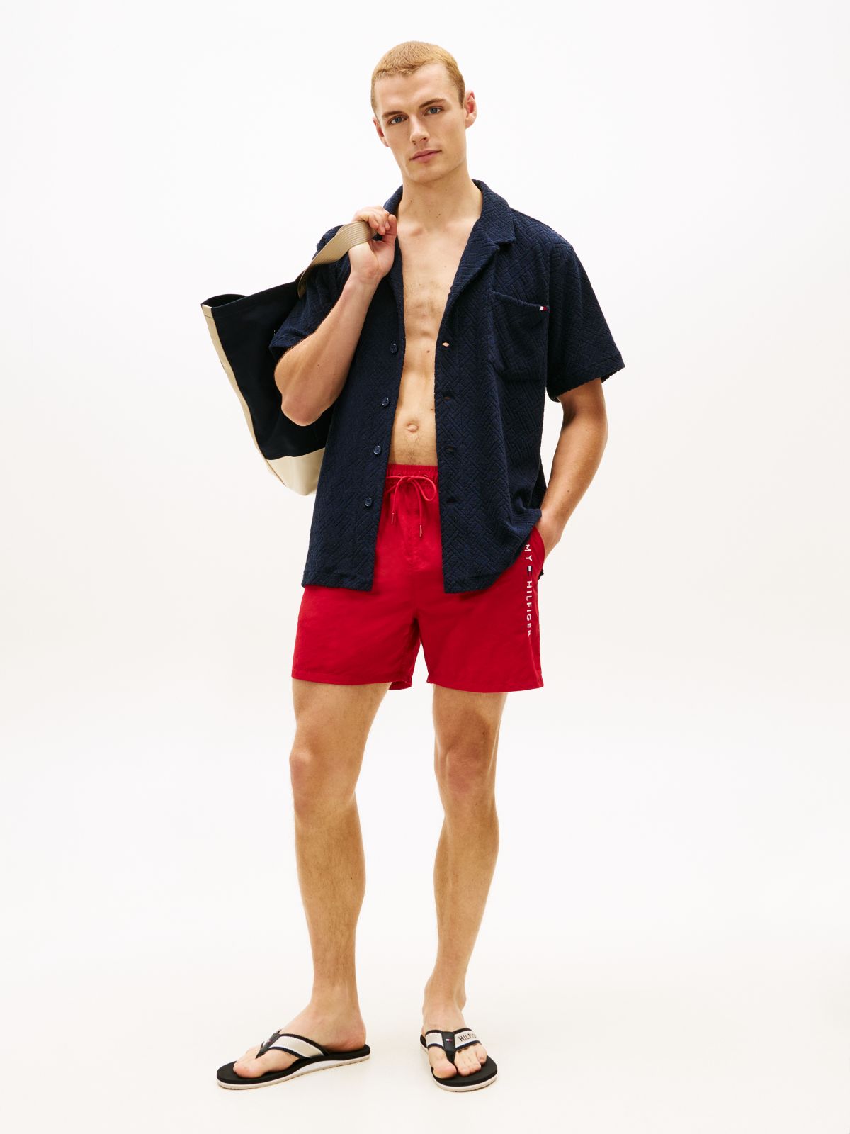 Essential Terry Jacquard Short Sleeve Shirt — Blue