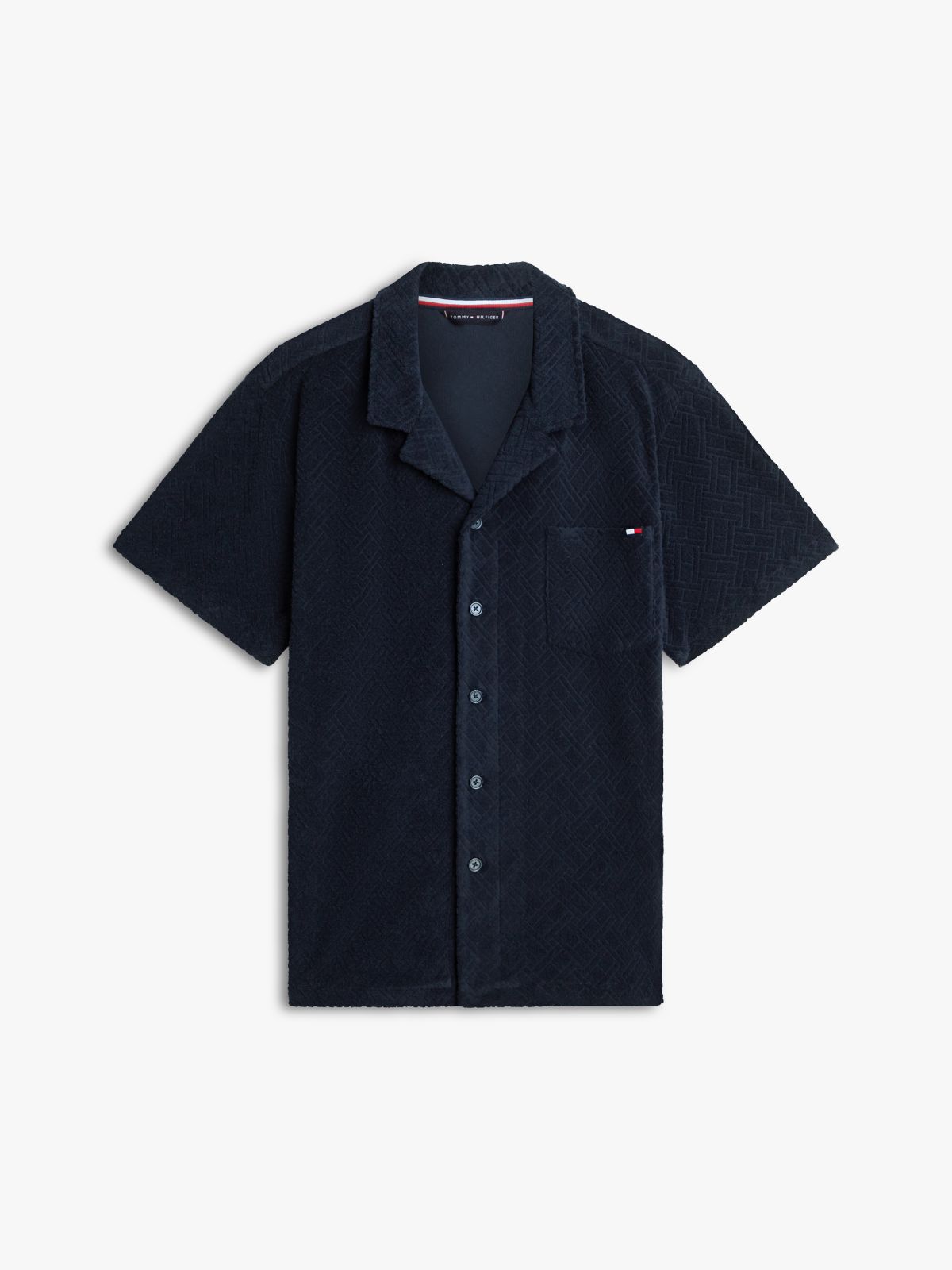 Essential Terry Jacquard Short Sleeve Shirt — Blue