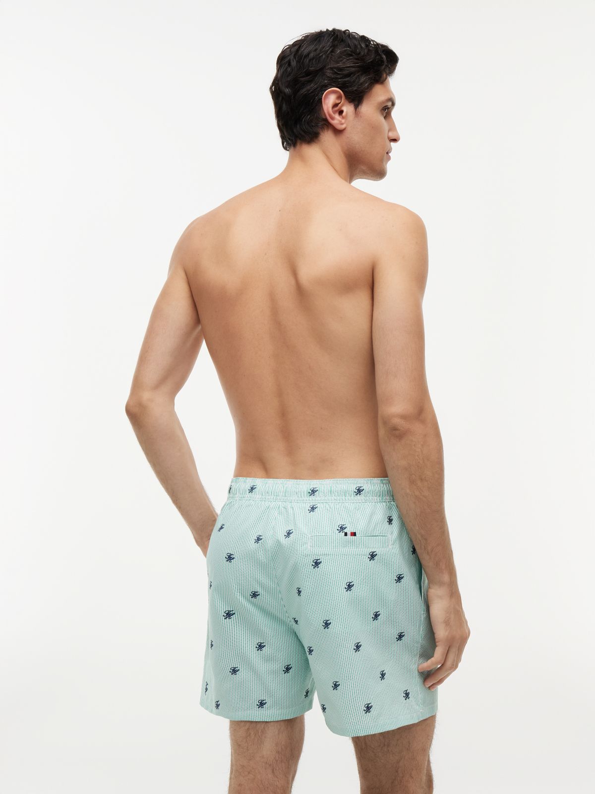 Ithaca Embroidery Mid Length Swim Shorts — Green