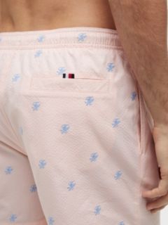 Ithaca Embroidery Mid Length Swim Shorts — Pink 3