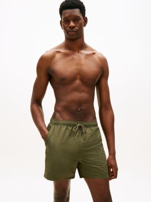 khaki original logo mid length swim shorts for men tommy hilfiger