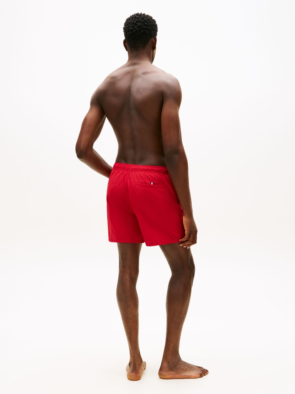 Original Logo Mid Length Swim Shorts — Red