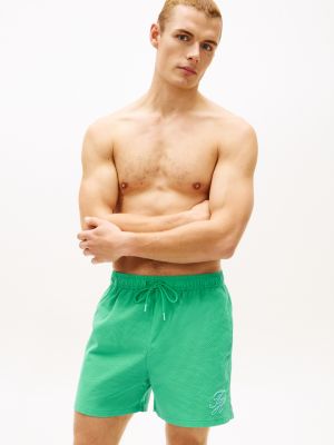 green ithaca stripe mid length swim shorts for men tommy hilfiger