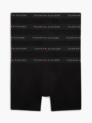black 5-pack signature logo waistband boxer briefs for men tommy hilfiger