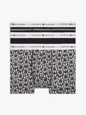 black 3-pack signature waistband print trunks for men tommy hilfiger