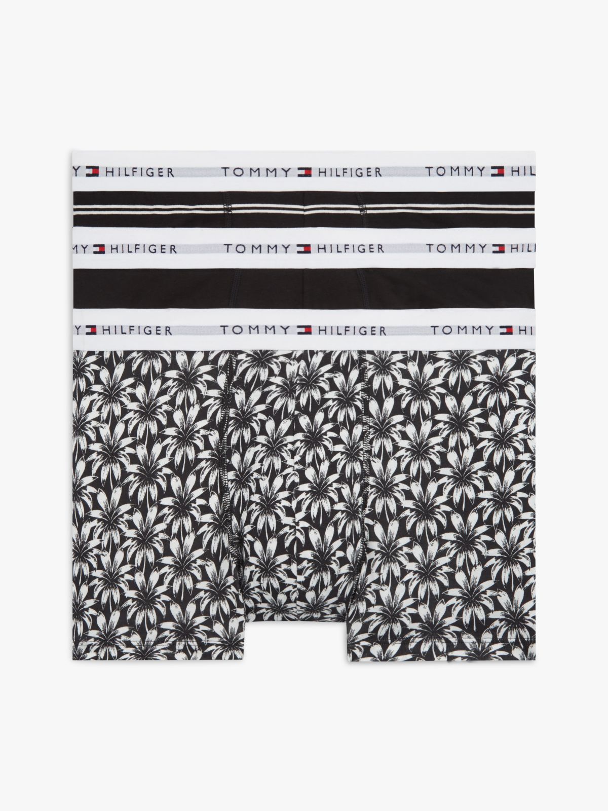 3-Pack Signature Waistband Print Trunks — Black