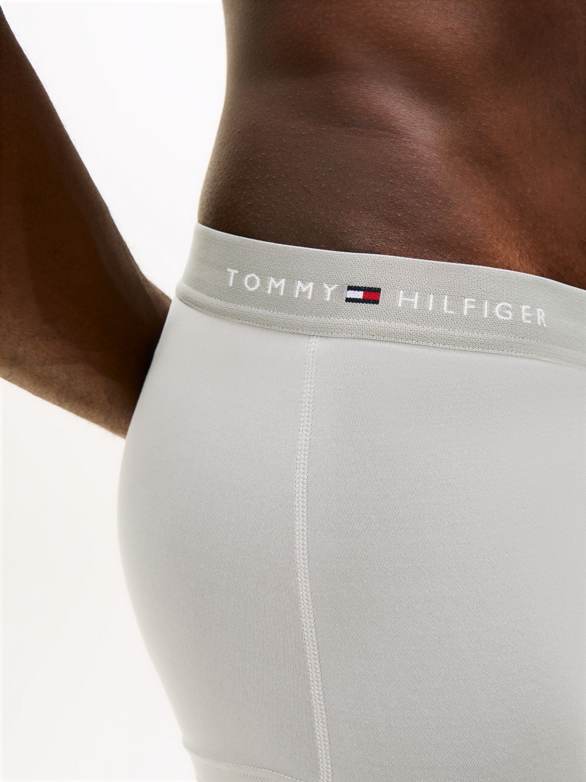 3-Pack Essential Signature Waistband Low Rise Trunks — Grey