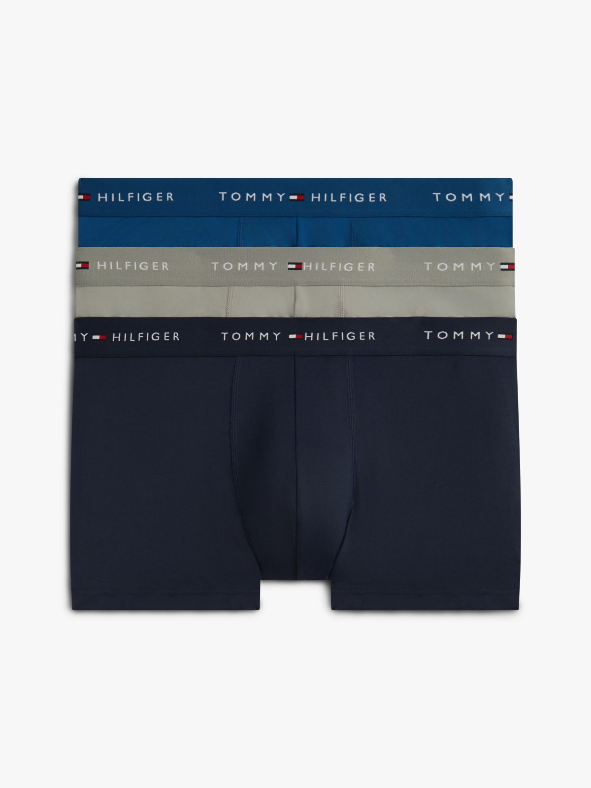 3-Pack Essential Signature Waistband Low Rise Trunks — Grey