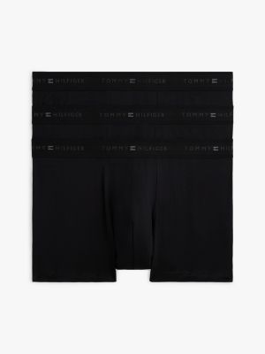 black 3-pack signature waistband trunks for men tommy hilfiger