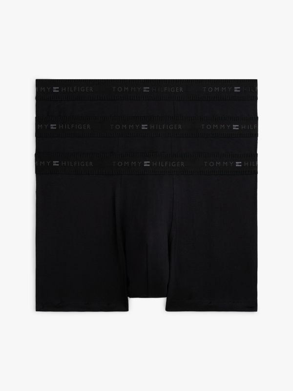 3-Pack Signature Waistband Trunks — Black