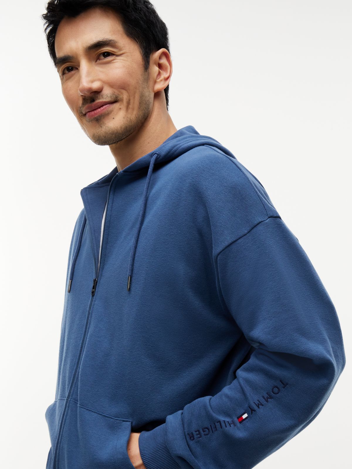 TH Original Terry Zip-Thru Lounge Hoody — Blue