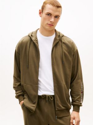 khaki original lounge-hoodie mit reißverschluss für herren - tommy hilfiger