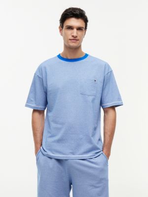 yellow original lounge-t-shirt mit streifen für herren - tommy hilfiger