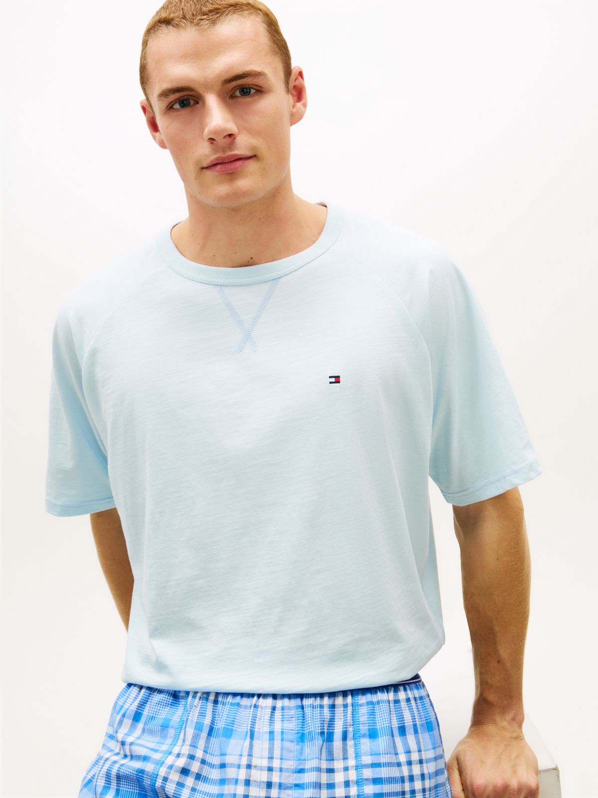 Essential T-Shirt And Print Shorts Pyjama Set — Blue