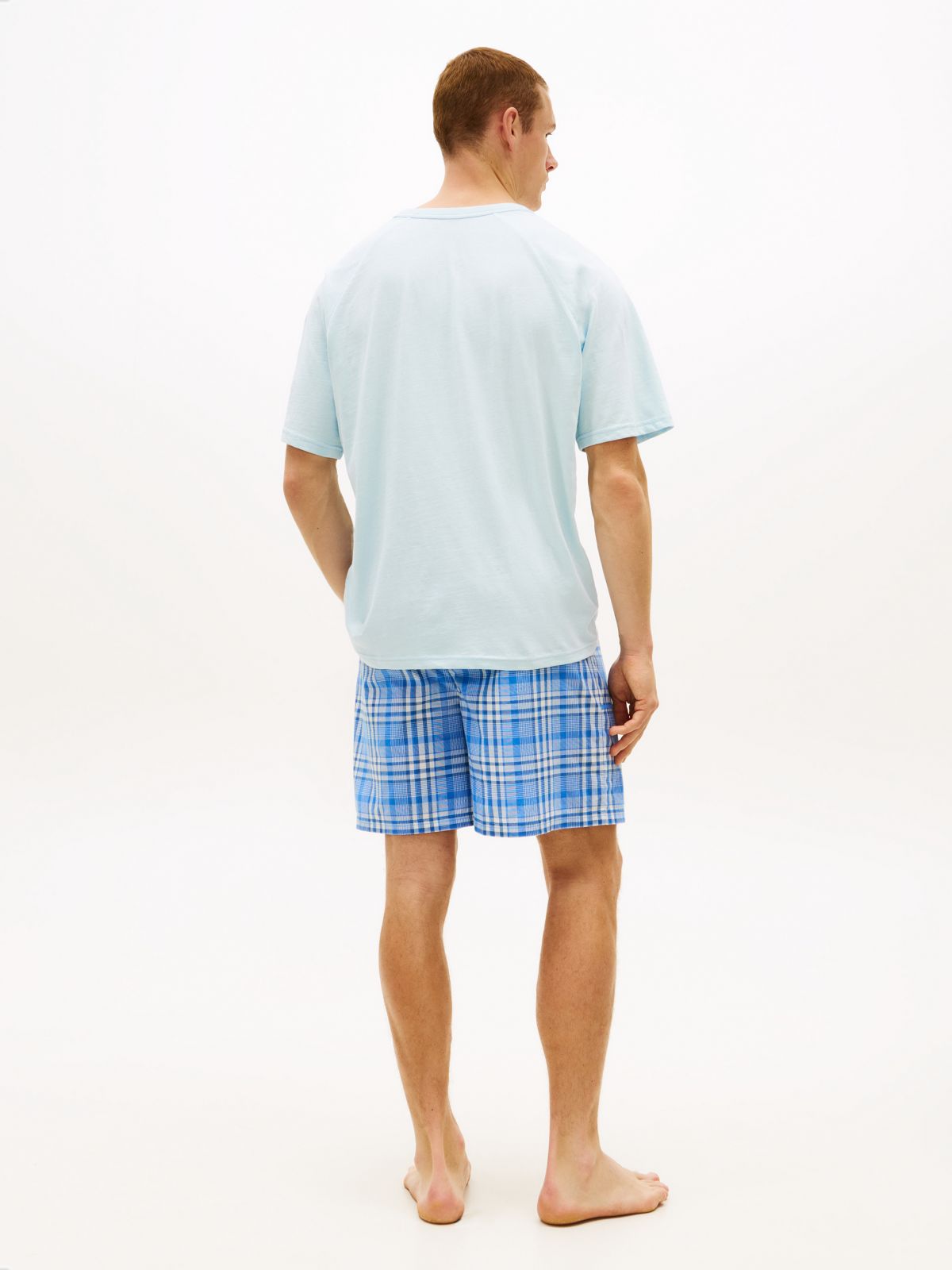 Essential T-Shirt And Print Shorts Pyjama Set — Blue