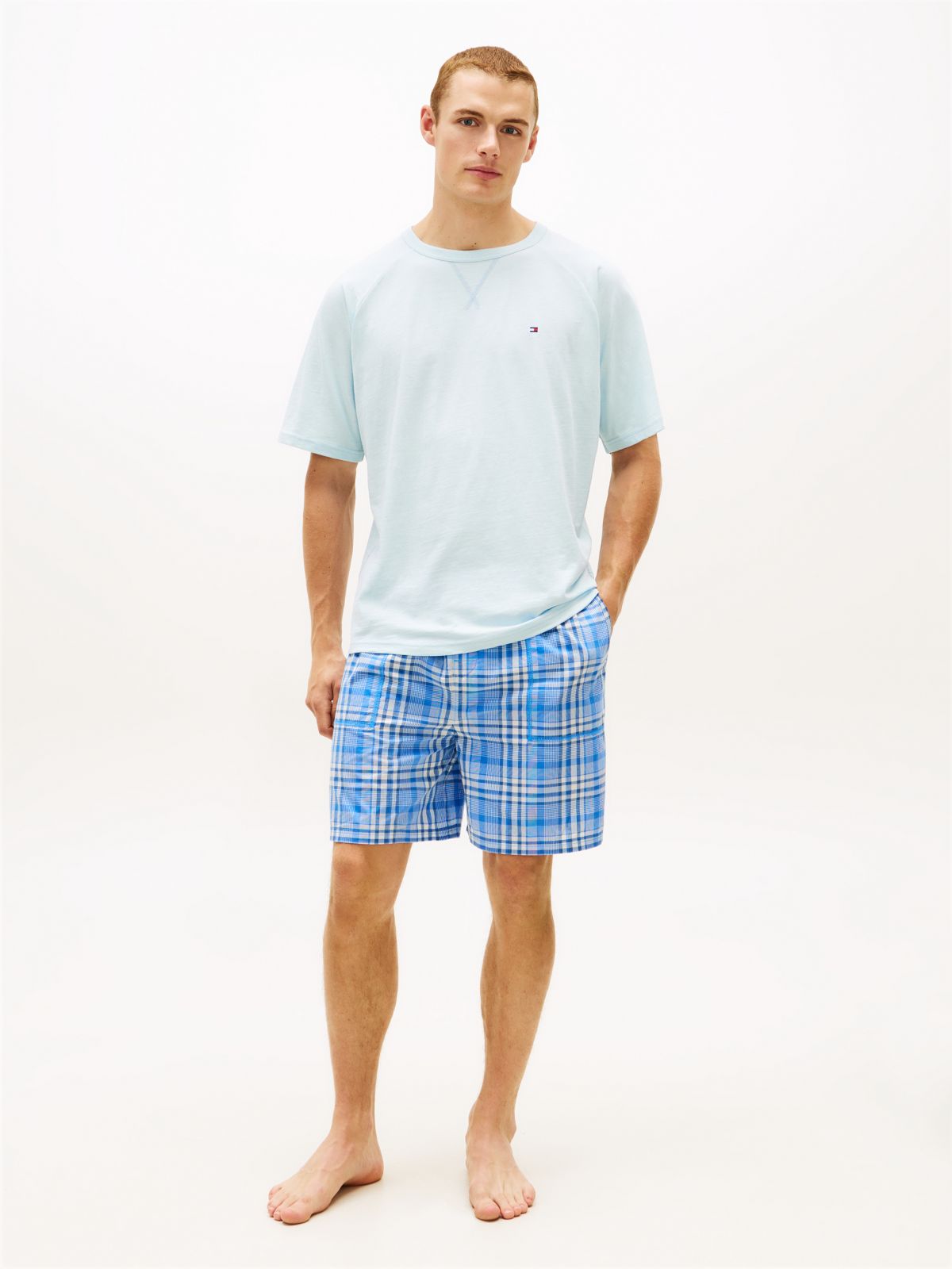 Essential T-Shirt And Print Shorts Pyjama Set — Blue