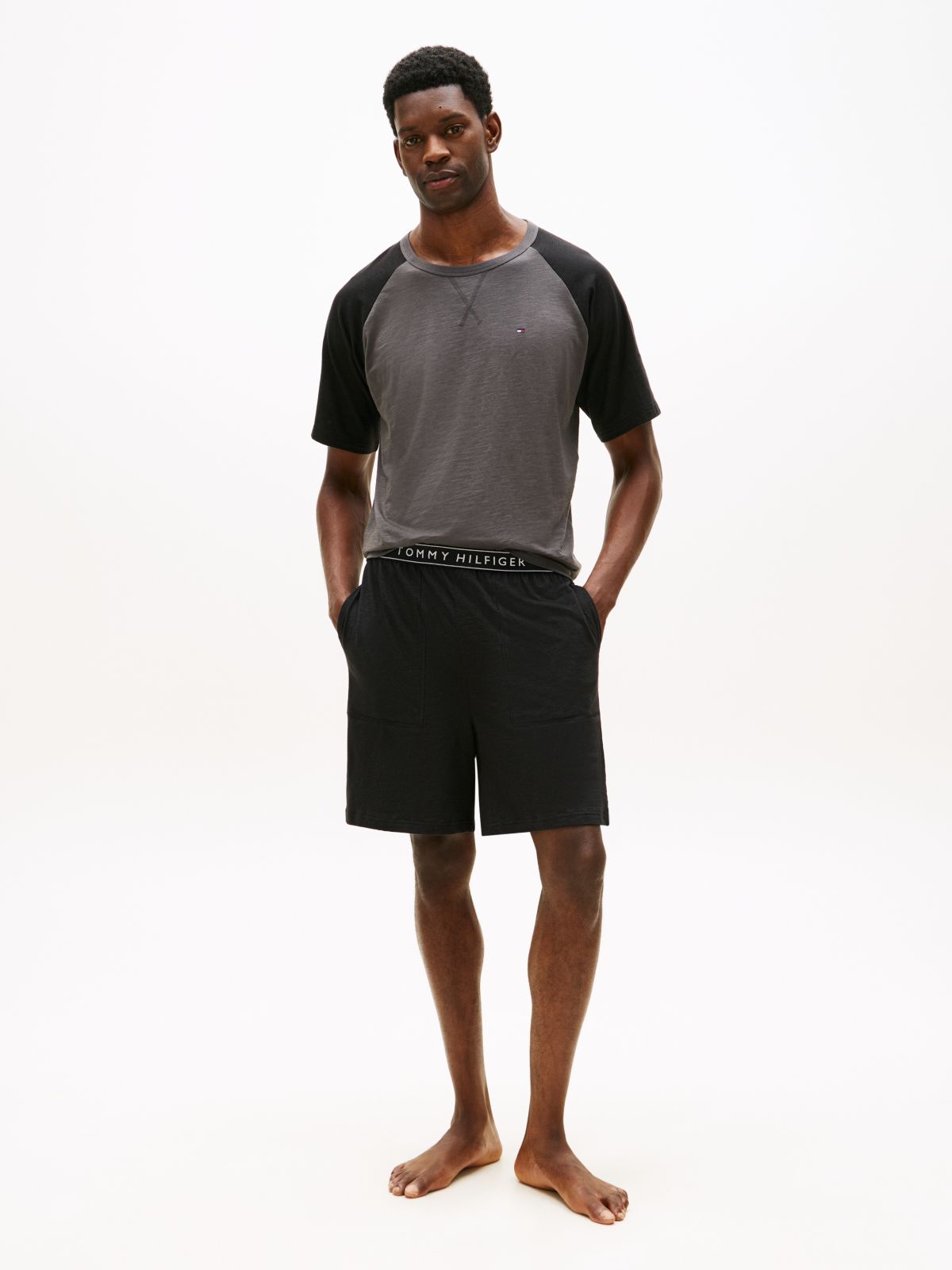 Essential Textured Jersey Shorts Pyjama Set — Red
