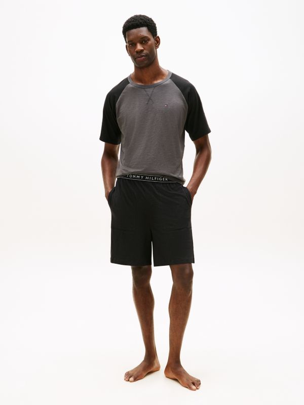 Essential Textured Jersey Shorts Pyjama Set — Red