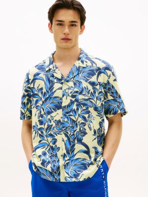 yellow essential bowling-hemd mit print für herren - tommy hilfiger