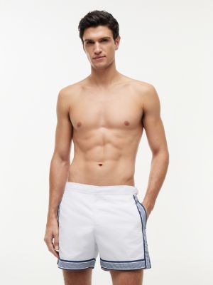 white contrast border tailored swim shorts for men tommy hilfiger
