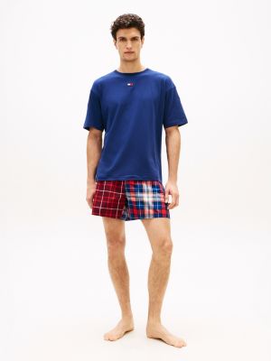 red heritage korte pyjama met print voor heren - tommy hilfiger