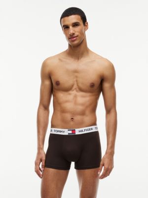 blue 3-pack heritage logo waistband trunks for men tommy hilfiger