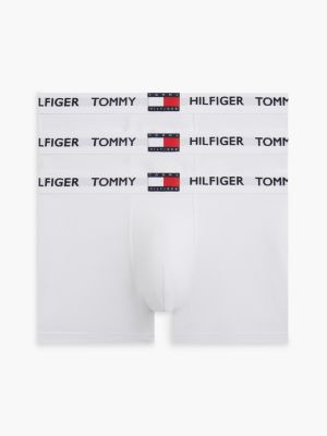  white 3-pack heritage logo waistband trunks for men tommy hilfiger