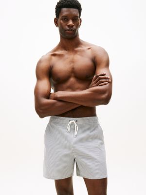 blue essential ithaca stripe mid length swim shorts for men tommy hilfiger