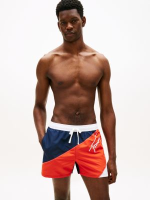 short de bain mi-long colour-block red pour hommes tommy hilfiger