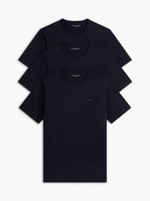 blue signature set van 3 lounge-t-shirts voor heren - tommy hilfiger