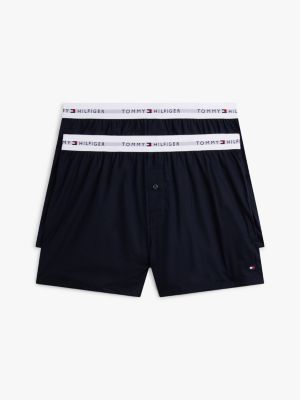 2 pack boxer shorts signature in popeline blue da uomini tommy hilfiger