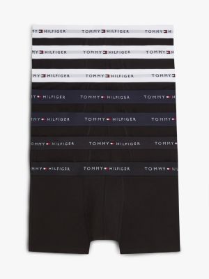black 7-pack signature logo waistband trunks for men tommy hilfiger