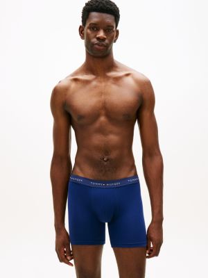 blue 3-pack signature logo waistband boxer briefs for men tommy hilfiger
