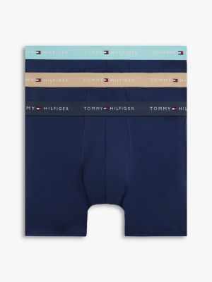 blue 3-pack signature logo waistband boxer briefs for men tommy hilfiger