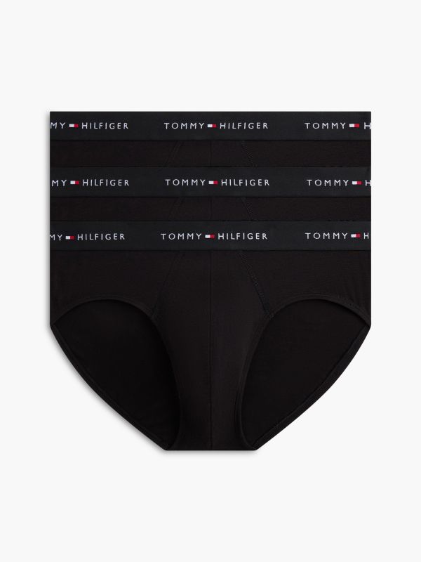 3-Pack Signature Repeat Logo Waistband Briefs — Black