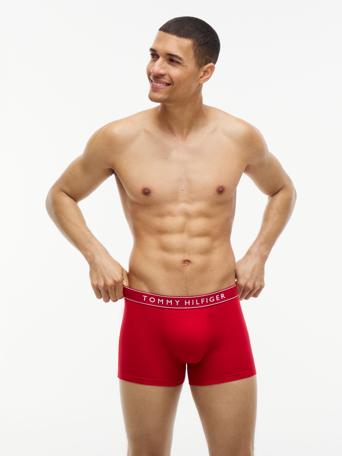 3-Pack Essential Logo Waistband Trunks — Red