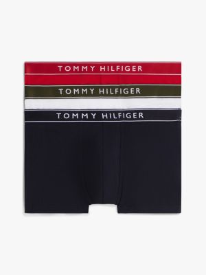 red 3-pack essential logo waistband trunks for men tommy hilfiger