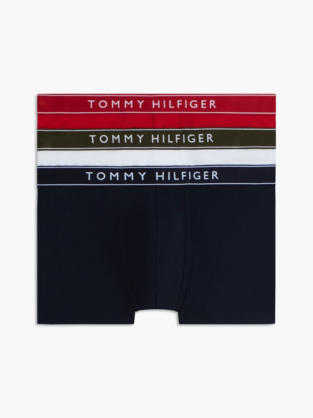 3-Pack Essential Logo Waistband Trunks — Red