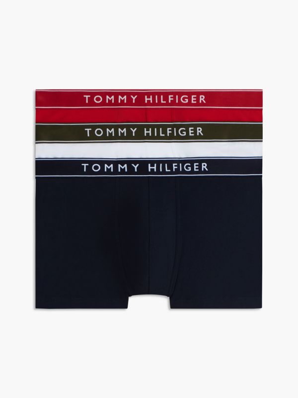 3-Pack Essential Logo Waistband Trunks — Red
