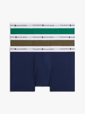 blue 3-pack signature repeat logo waistband trunks for men tommy hilfiger