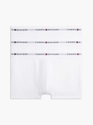  white 3-pack signature logo waistband trunks for men tommy hilfiger