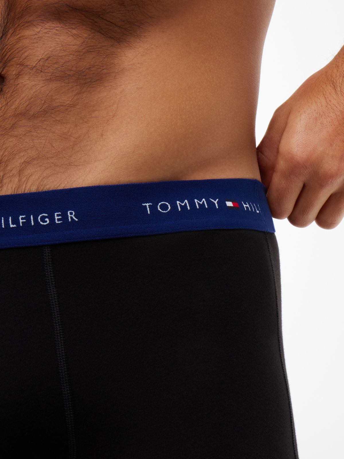 3-Pack Signature Logo Contrast Waistband Trunks — Black