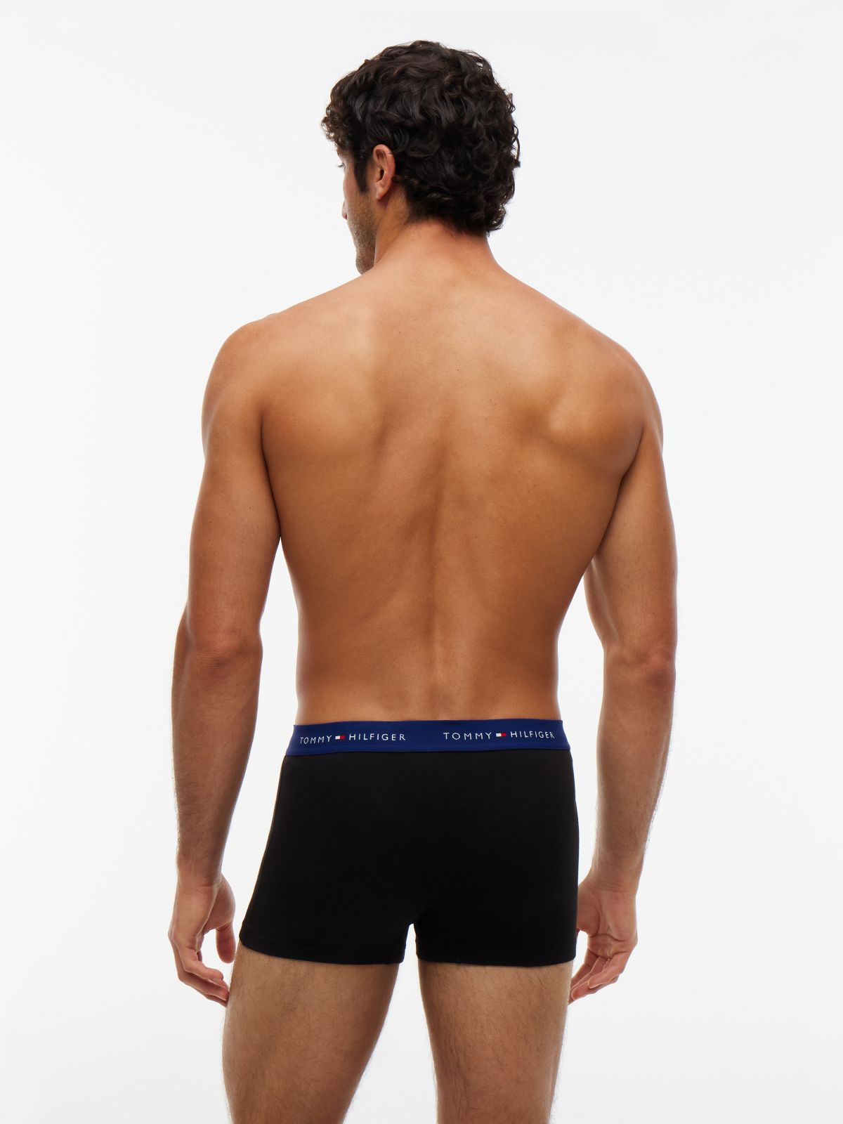 3-Pack Signature Logo Contrast Waistband Trunks — Black