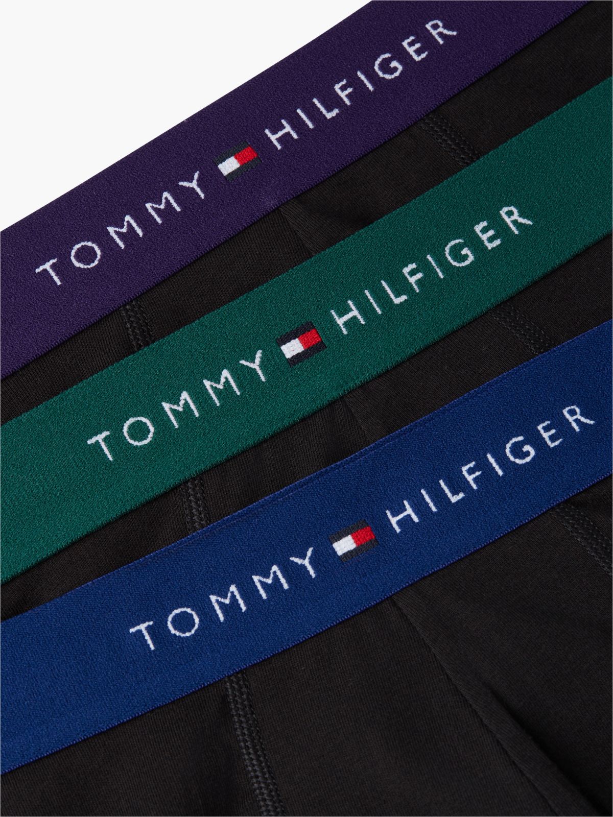 3-Pack Signature Logo Contrast Waistband Trunks — Black