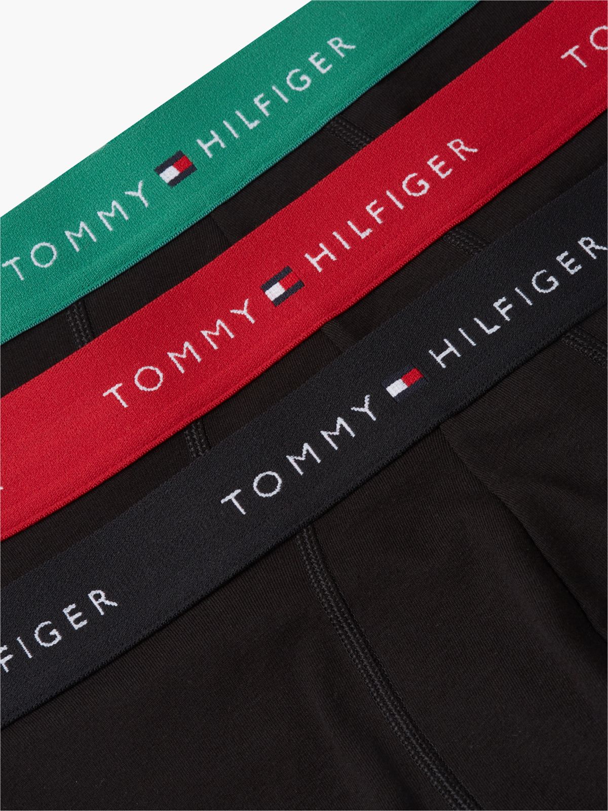3-Pack Signature Logo Contrast Waistband Trunks — Black