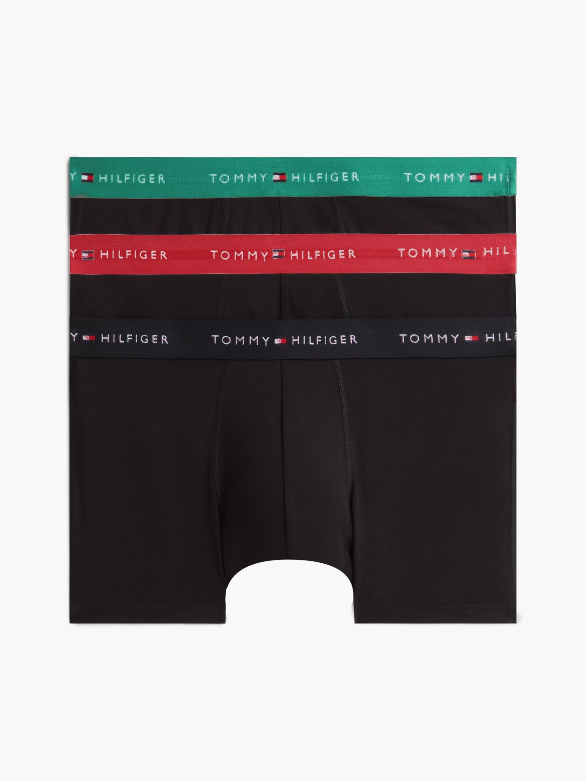 3-Pack Signature Logo Contrast Waistband Trunks — Black