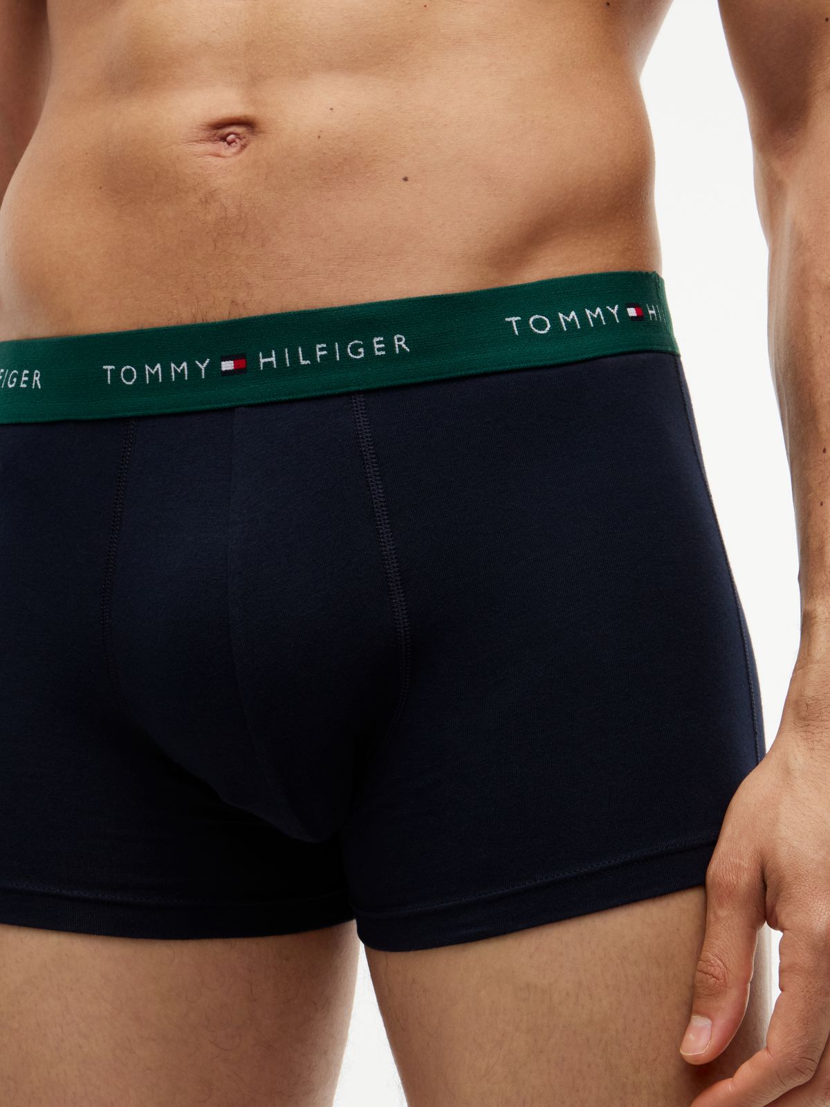 3-Pack Signature Logo Contrast Waistband Trunks — Beige